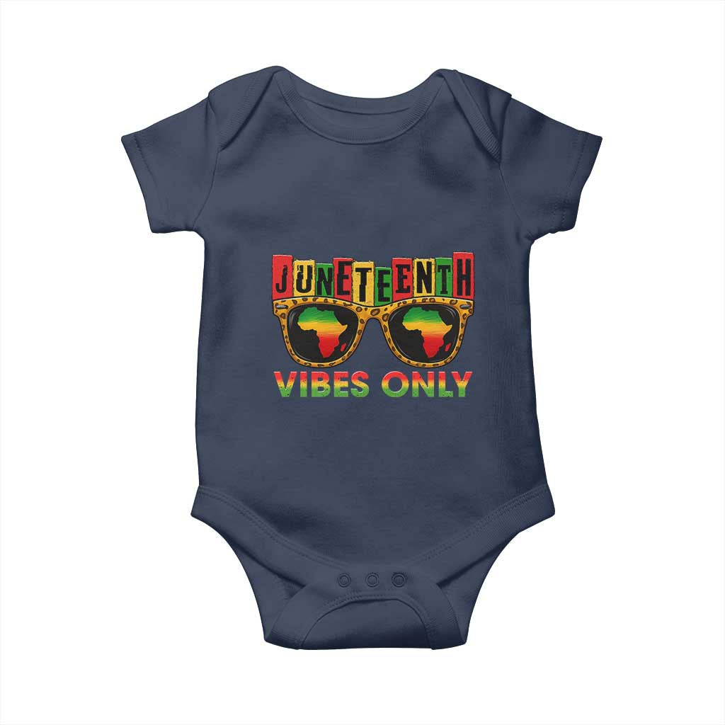 Juneteenth Vibes Only Baby Onesie Afro Pride Sunglasses Black History Celebration TS02 Navy Print Your Wear