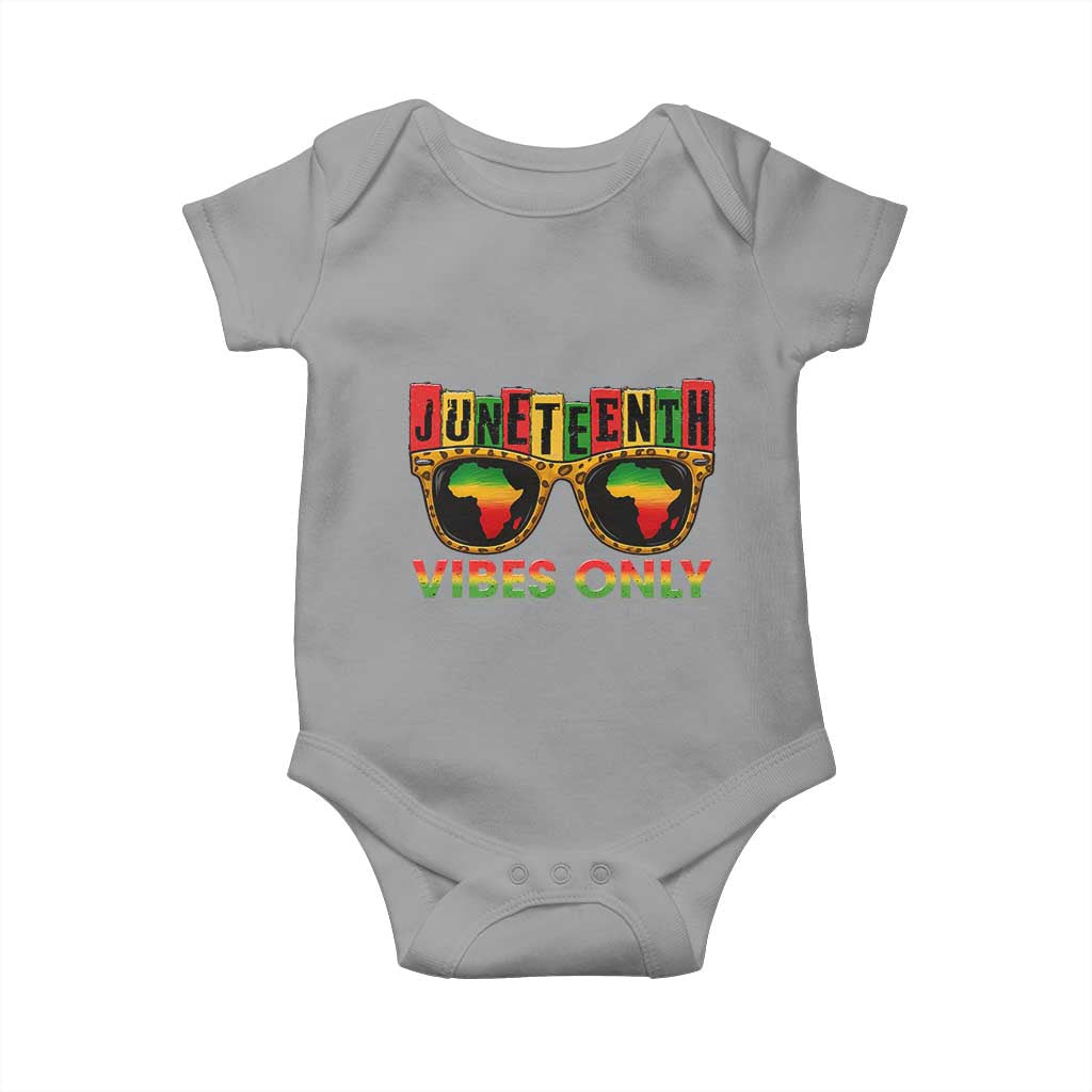 Juneteenth Vibes Only Baby Onesie Afro Pride Sunglasses Black History Celebration TS02 Sport Gray Print Your Wear
