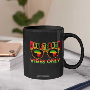 Juneteenth Vibes Only Coffee Mug Afro Pride Sunglasses Black History Celebration TS02 Print Your Wear