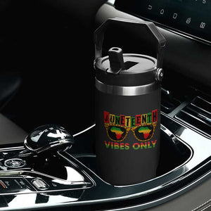 Juneteenth Vibes Only Flip Straw Tumbler Afro Pride Sunglasses Black History Celebration TS02 Print Your Wear