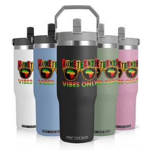 Juneteenth Vibes Only Flip Straw Tumbler Afro Pride Sunglasses Black History Celebration TS02 Print Your Wear