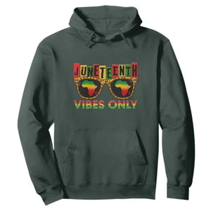Juneteenth Vibes Only Hoodie Afro Pride Sunglasses Black History Celebration TS02 Dark Forest Green Print Your Wear