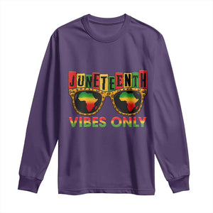 Juneteenth Vibes Only Long Sleeve Shirt Afro Pride Sunglasses Black History Celebration TS02 Purple Print Your Wear
