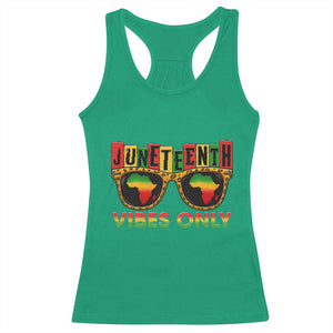 Juneteenth Vibes Only Racerback Tank Top Afro Pride Sunglasses Black History Celebration TS02 Irish Green Print Your Wear