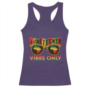 Juneteenth Vibes Only Racerback Tank Top Afro Pride Sunglasses Black History Celebration TS02 Purple Print Your Wear