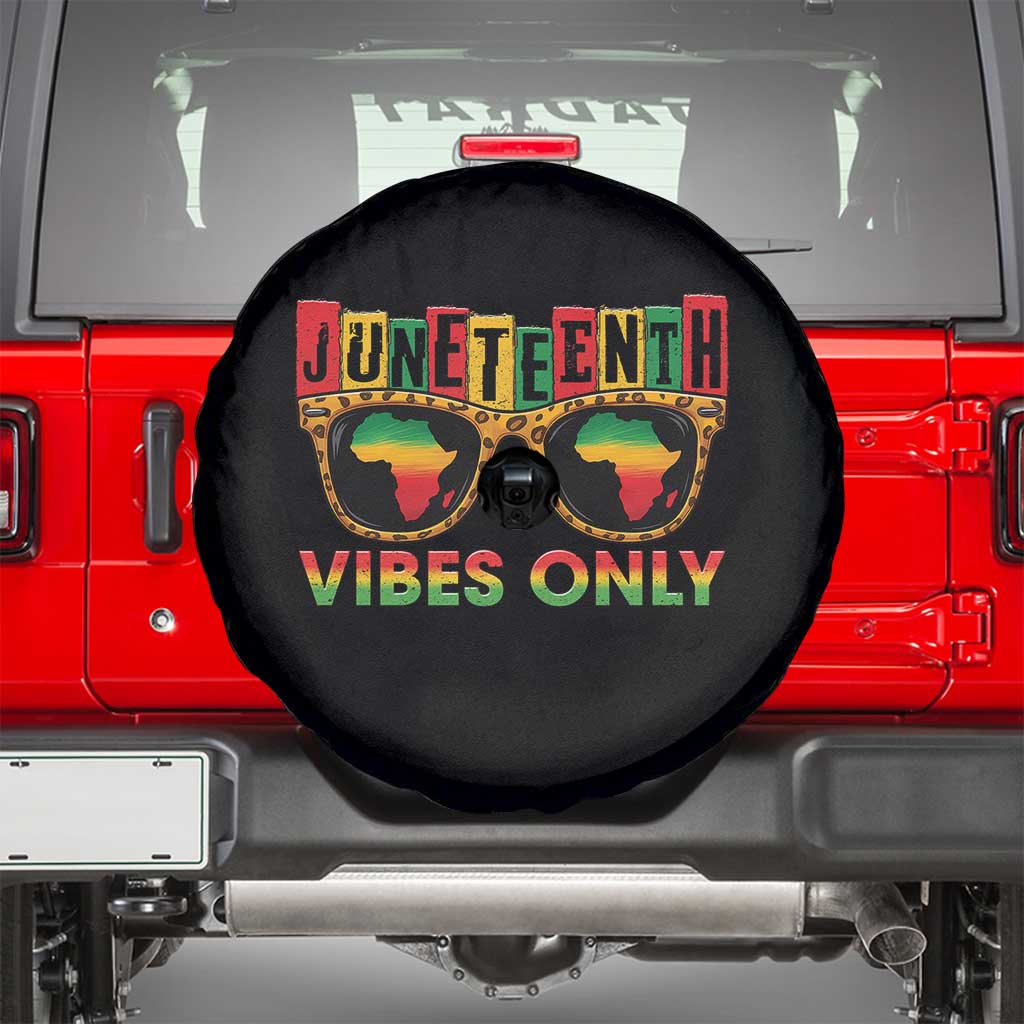 Juneteenth Vibes Only Spare Tire Cover Afro Pride Sunglasses Black History Celebration TS02 Black Print Your Wear