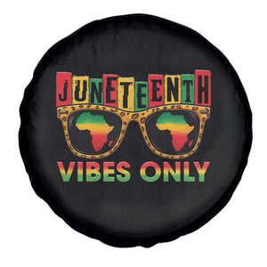 Juneteenth Vibes Only Spare Tire Cover Afro Pride Sunglasses Black History Celebration TS02 Print Your Wear