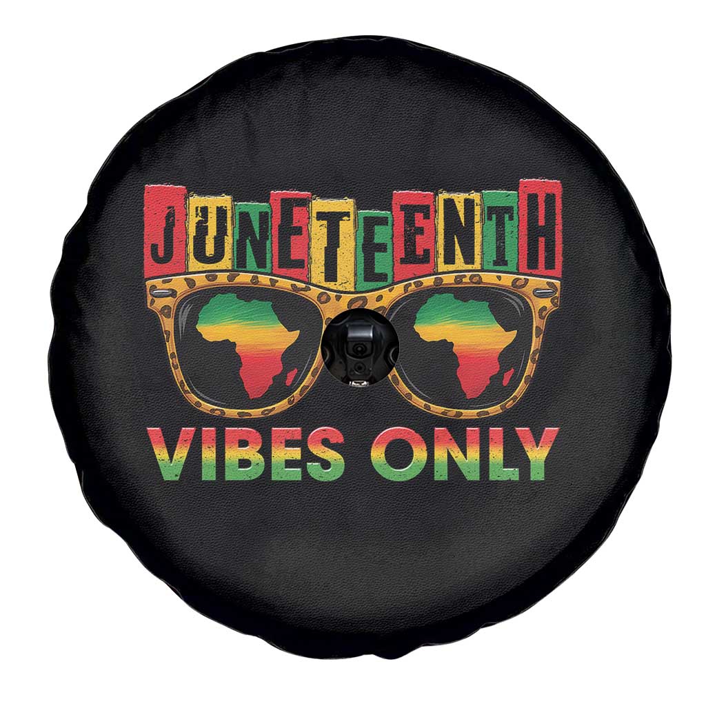 Juneteenth Vibes Only Spare Tire Cover Afro Pride Sunglasses Black History Celebration TS02 Print Your Wear