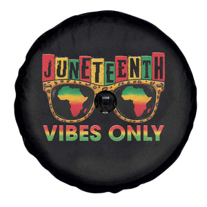 Juneteenth Vibes Only Spare Tire Cover Afro Pride Sunglasses Black History Celebration TS02 Print Your Wear