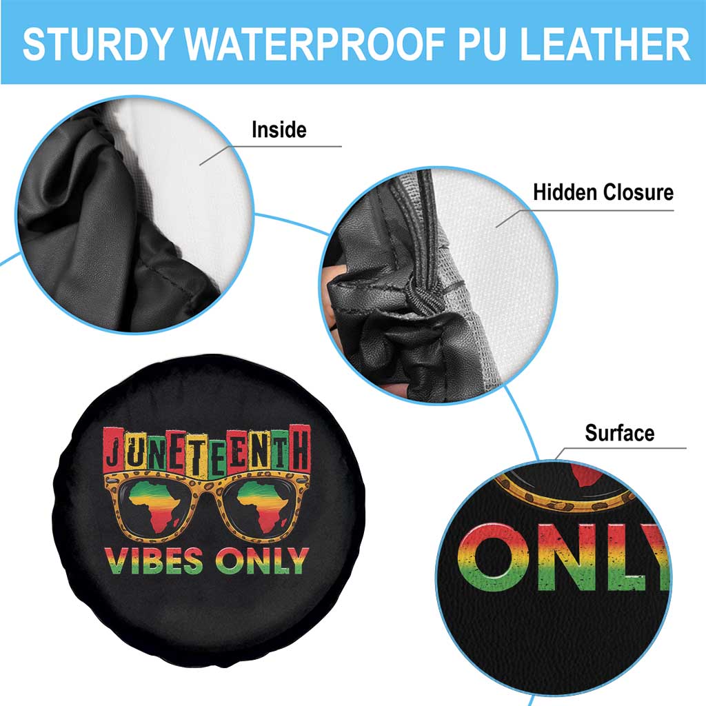 Juneteenth Vibes Only Spare Tire Cover Afro Pride Sunglasses Black History Celebration TS02 Print Your Wear
