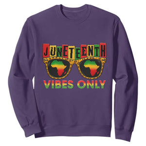 Juneteenth Vibes Only Sweatshirt Afro Pride Sunglasses Black History Celebration TS02 Purple Print Your Wear