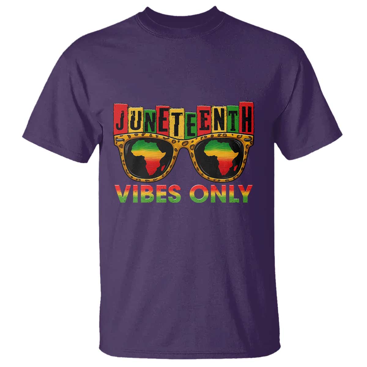Juneteenth Vibes Only T Shirt Afro Pride Sunglasses Black History Celebration TS02 Purple Print Your Wear