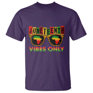 Juneteenth Vibes Only T Shirt Afro Pride Sunglasses Black History Celebration TS02 Purple Print Your Wear