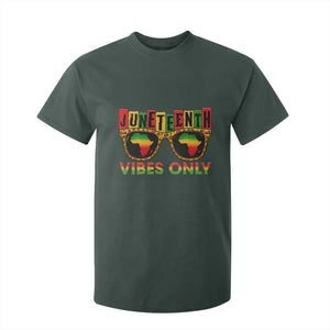 Juneteenth Vibes Only T Shirt For Kid Afro Pride Sunglasses Black History Celebration TS02 Dark Forest Green Print Your Wear