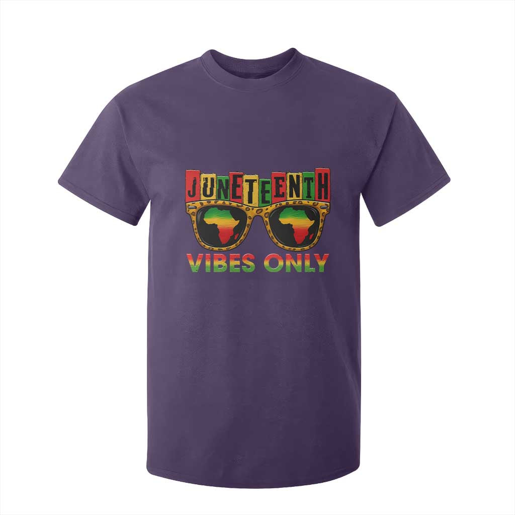 Juneteenth Vibes Only T Shirt For Kid Afro Pride Sunglasses Black History Celebration TS02 Purple Print Your Wear