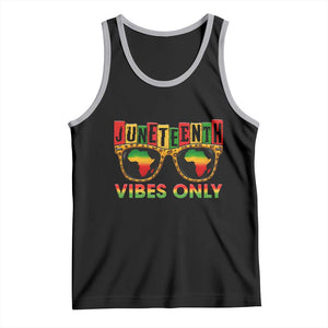 Juneteenth Vibes Only Tank Top Afro Pride Sunglasses Black History Celebration TS02 Black Athletic Heather Print Your Wear