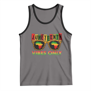 Juneteenth Vibes Only Tank Top Afro Pride Sunglasses Black History Celebration TS02 Deep Heather Black Print Your Wear
