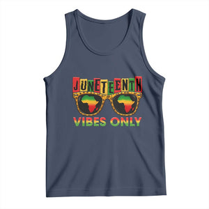 Juneteenth Vibes Only Tank Top Afro Pride Sunglasses Black History Celebration TS02 Navy Print Your Wear