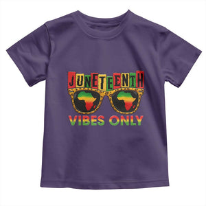 Juneteenth Vibes Only Toddler T Shirt Afro Pride Sunglasses Black History Celebration TS02 Purple Print Your Wear