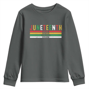 Juneteenth Youth Sweatshirt Black History Culture Excellence Respect Retro Vintage TS10 Dark Heather Print Your Wear