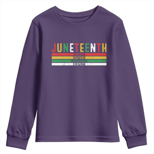 Juneteenth Youth Sweatshirt Black History Culture Excellence Respect Retro Vintage TS10 Purple Print Your Wear