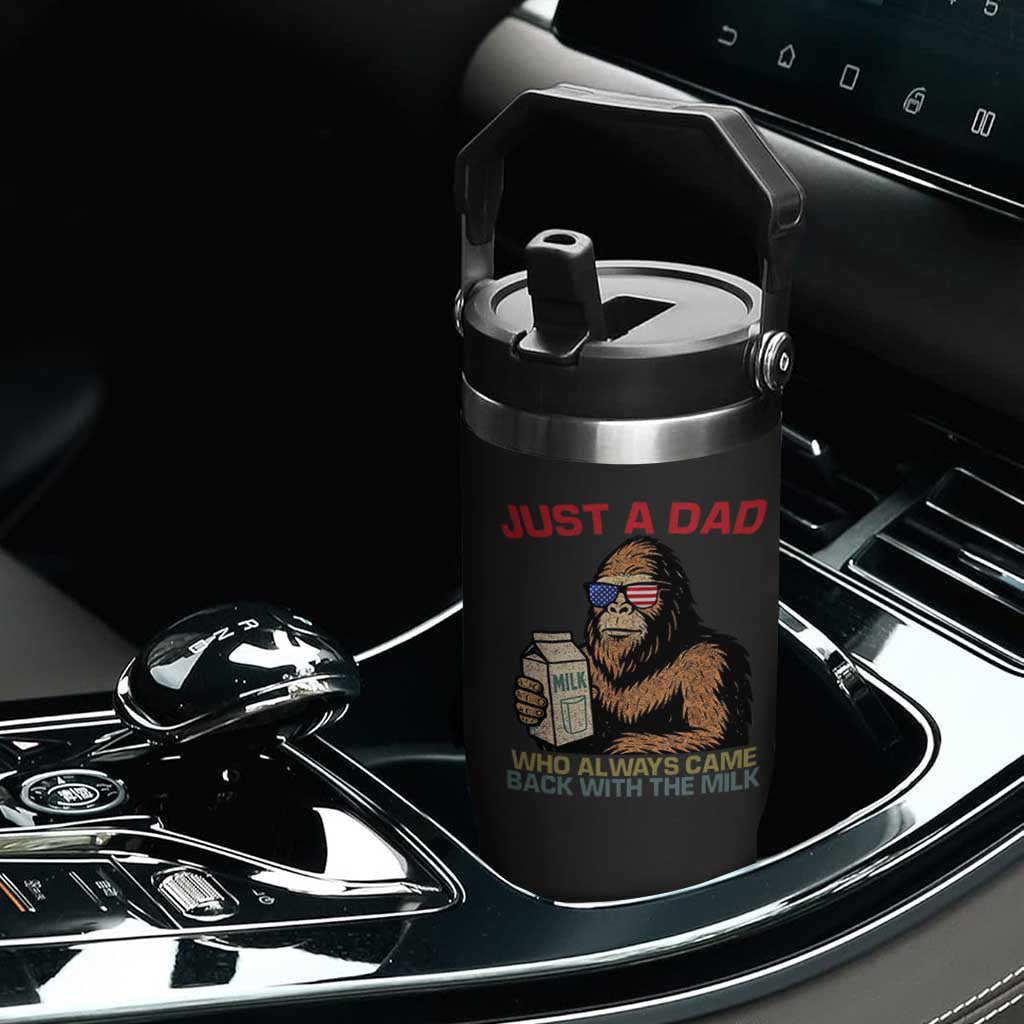 Just A Dad Who Always Came Back With The Milk Flip Straw Tumbler Funny Fathers Day Bigfoot Sasquatch Lovers TS10 Print Your Wear