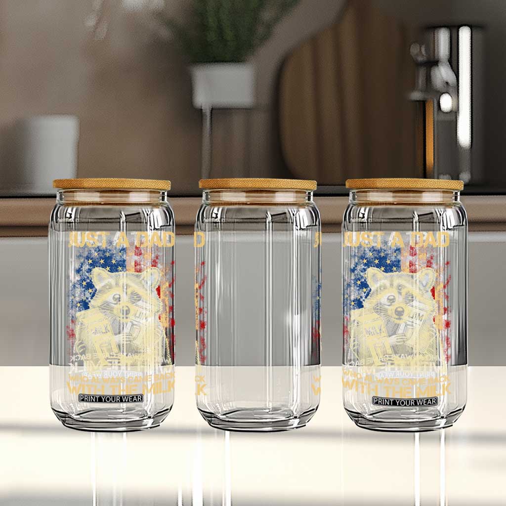 Just A Dad Who Always Came Back With The Milk Glass Can Raccoon American Flag Father's Day TS10 Print Your Wear