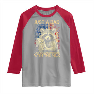 Just A Dad Who Always Came Back With The Milk Raglan Shirt Raccoon American Flag Father's Day TS10 Sport Gray Red Print Your Wear