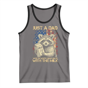 Just A Dad Who Always Came Back With The Milk Tank Top Raccoon American Flag Father's Day TS10 Deep Heather Black Print Your Wear