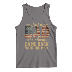 Just A Dad Who Always Came Back With The Milk Tank Top Retro American Flag TS10 Deep Heather Print Your Wear