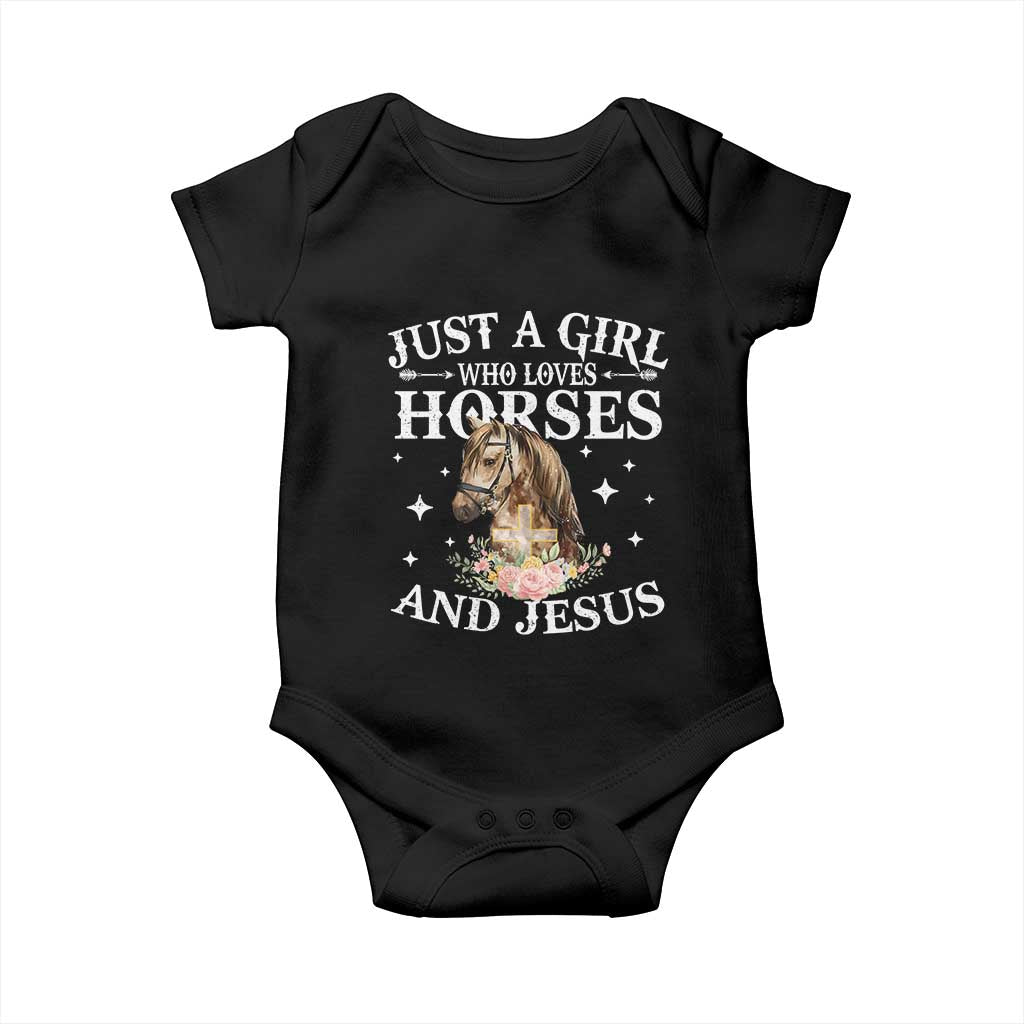 Just A Girl Who Loves Horses And Jesus Baby Onesie Christian Girls Horse TS11 Black Print Your Wear