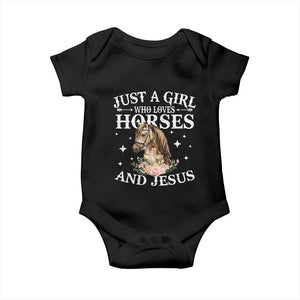 Just A Girl Who Loves Horses And Jesus Baby Onesie Christian Girls Horse TS11 Black Print Your Wear