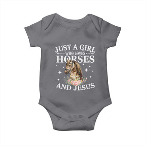 Just A Girl Who Loves Horses And Jesus Baby Onesie Christian Girls Horse TS11 Charcoal Print Your Wear