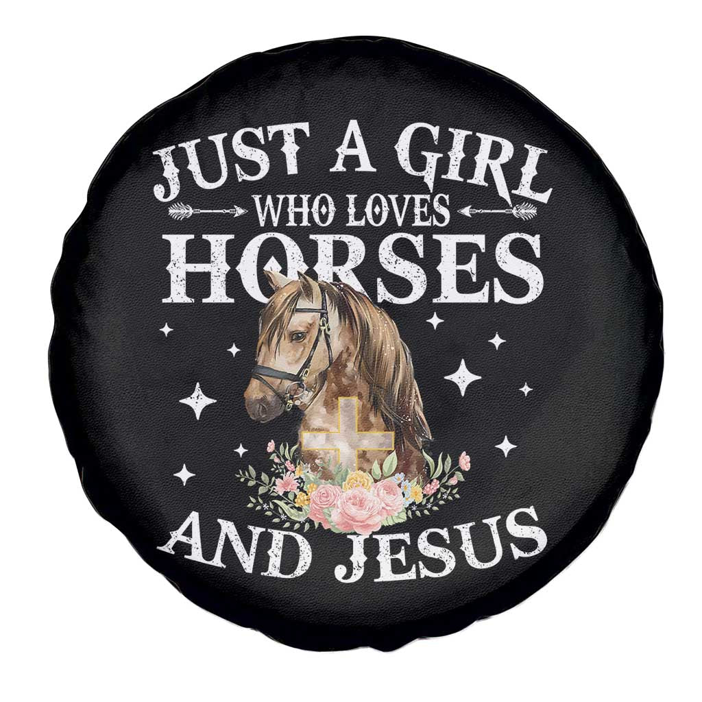 Just A Girl Who Loves Horses And Jesus Spare Tire Cover Christian Girls Horse TS11 Print Your Wear