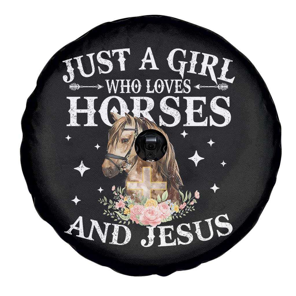 Just A Girl Who Loves Horses And Jesus Spare Tire Cover Christian Girls Horse TS11 Print Your Wear