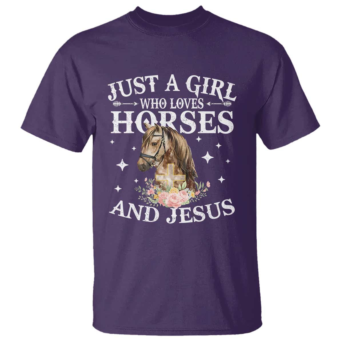 Just A Girl Who Loves Horses And Jesus T Shirt Christian Girls Horse TS11 Purple Print Your Wear