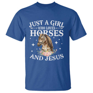 Just A Girl Who Loves Horses And Jesus T Shirt Christian Girls Horse TS11 Royal Blue Print Your Wear