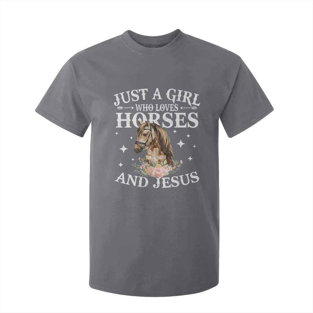 Just A Girl Who Loves Horses And Jesus T Shirt For Kid Christian Girls Horse TS11 Charcoal Print Your Wear