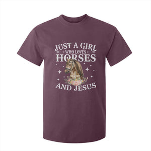 Just A Girl Who Loves Horses And Jesus T Shirt For Kid Christian Girls Horse TS11 Maroon Print Your Wear