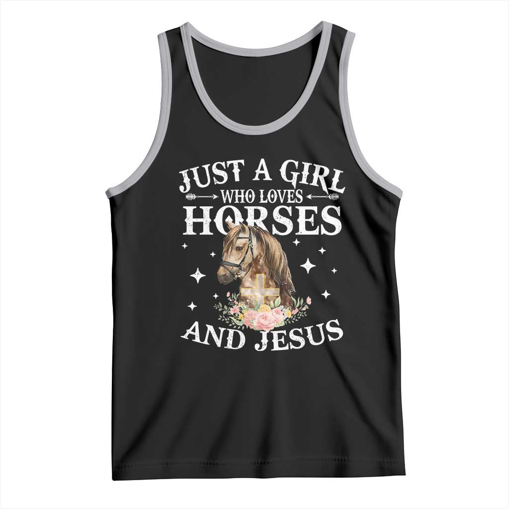 Just A Girl Who Loves Horses And Jesus Tank Top Christian Girls Horse TS11 Black Athletic Heather Print Your Wear