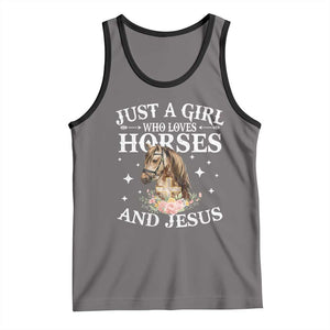 Just A Girl Who Loves Horses And Jesus Tank Top Christian Girls Horse TS11 Deep Heather Black Print Your Wear