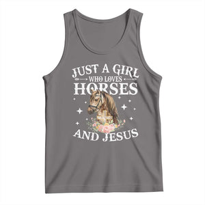 Just A Girl Who Loves Horses And Jesus Tank Top Christian Girls Horse TS11 Deep Heather Print Your Wear