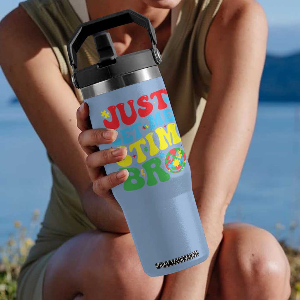 Just Let Me Stim Bro Flip Straw Tumbler Autism ADHD Stimming TS09 One Size: 30 oz Light Blue Print Your Wear