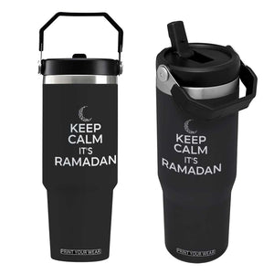 Keep Calm It's Ramadan Flip Straw Tumbler Kareem Eid Mubarek Islamic Muslims TS02 One Size: 30 oz Black Print Your Wear