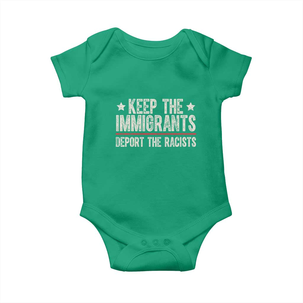Keep The Immigrants Deport The Racists Baby Onesie Vintage Star TS11 Irish Green Print Your Wear