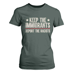 Keep The Immigrants Deport The Racists T Shirt For Women Vintage Star TS11 Dark Forest Green Print Your Wear