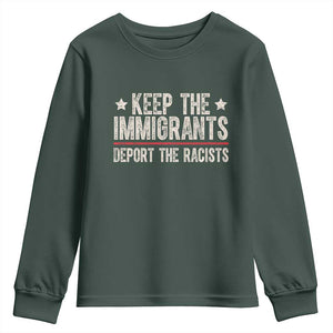Keep The Immigrants Deport The Racists Youth Sweatshirt Vintage Star TS11 Dark Forest Green Print Your Wear
