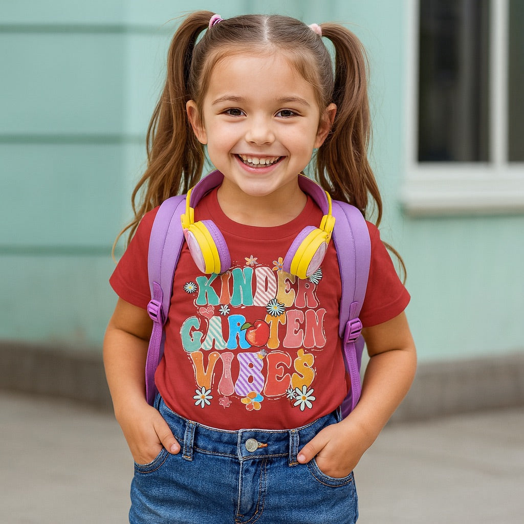 Kindergarten Vibes T Shirt For Kid 1st Day Of School Retro Groovy TS02 Printyourwear
