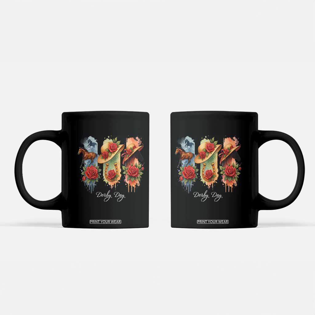 Ky Derby Day Coffee Mug Horse Racing Nice Hat Mint Julep and Roses TS02 Black Print Your Wear