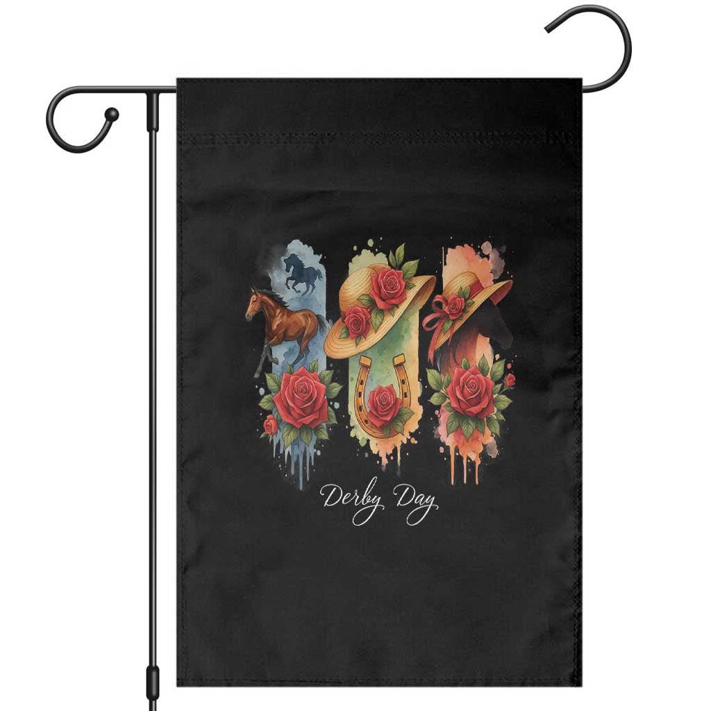 Ky Derby Day Garden Flag Horse Racing Nice Hat Mint Julep and Roses TS02 Black Print Your Wear